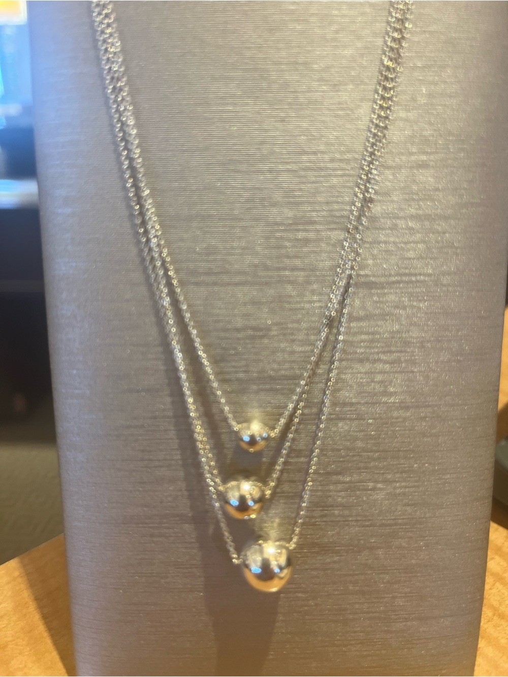 Sterling Silver Layered Ball Necklace - Silver